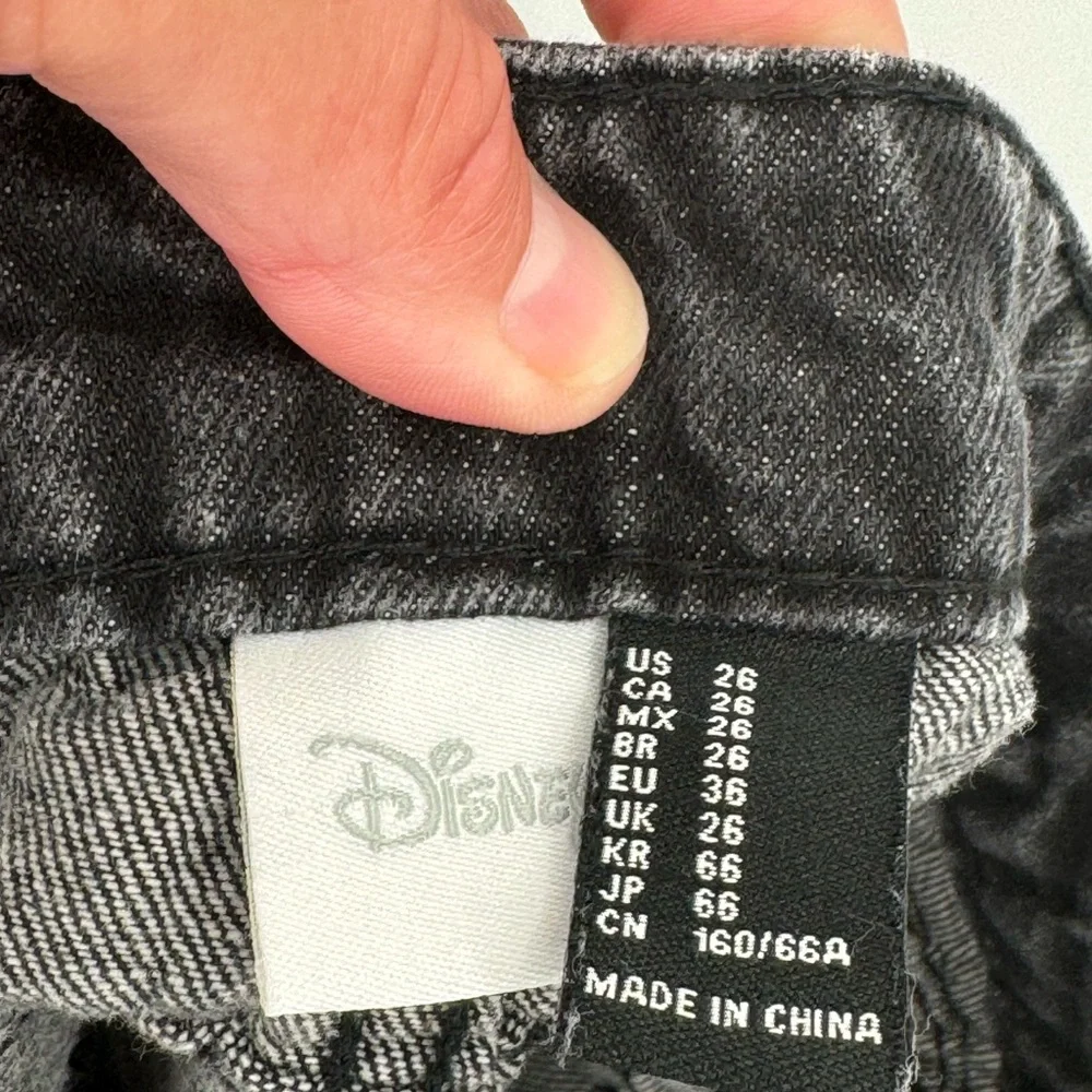 Mickey Mouse Disney Distressed Black Denim Cut-Off Jean Shorts‎ Small size 26